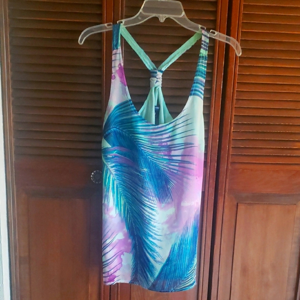 Tropical Print Tank Top with Racer back